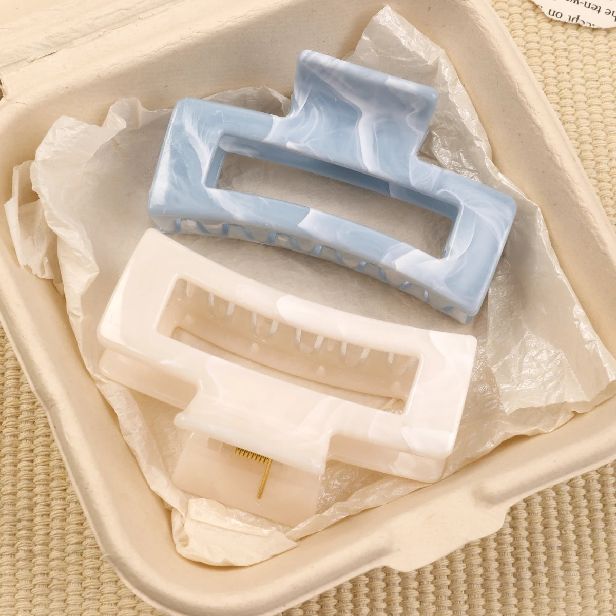 Große Marmor-Haarklammern 2er-Set – Starker Halt für dickes Haar