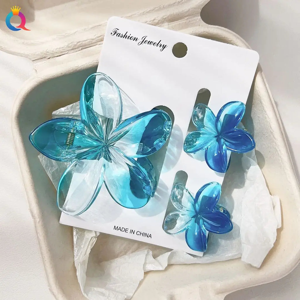 Hawaiianische Blumenkrallenklammern für Frauen, Blumen-Haarklammern mit Marmorader für dünnes Haar, süßer Strand-Haarschmuck