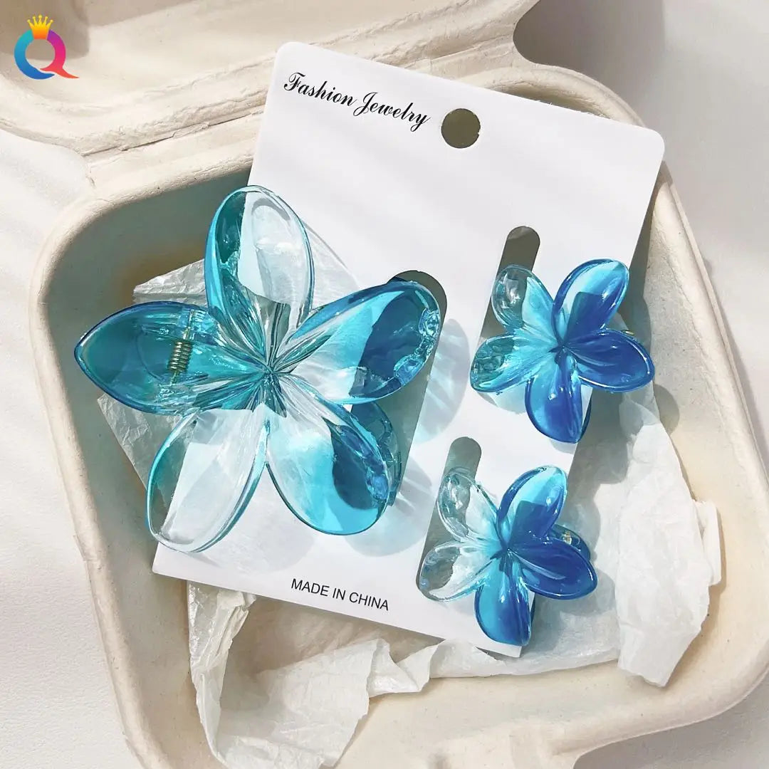 Hawaiianische Blumenkrallenklammern für Frauen, Blumen-Haarklammern mit Marmorader für dünnes Haar, süßer Strand-Haarschmuck