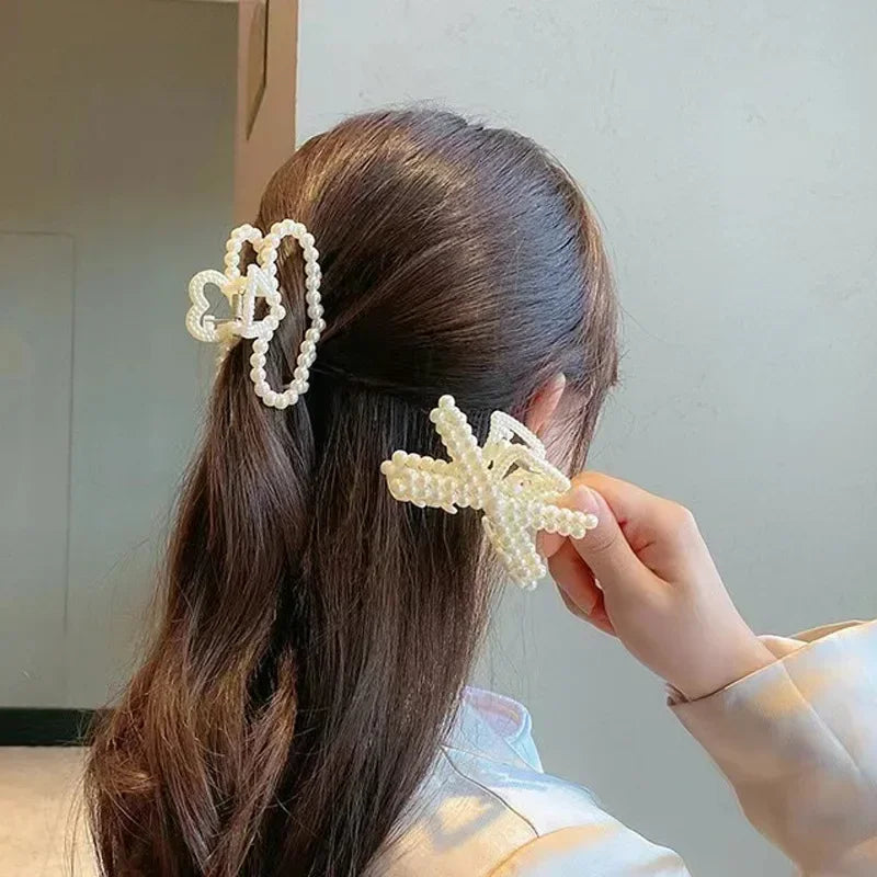 Koreanische Imitation Perle Haarnadeln Geometrische Haar Krallen Bad Große Fang Clip Shark Clip Zurück Kopf Haar Clip Frauen Haar Zubehör