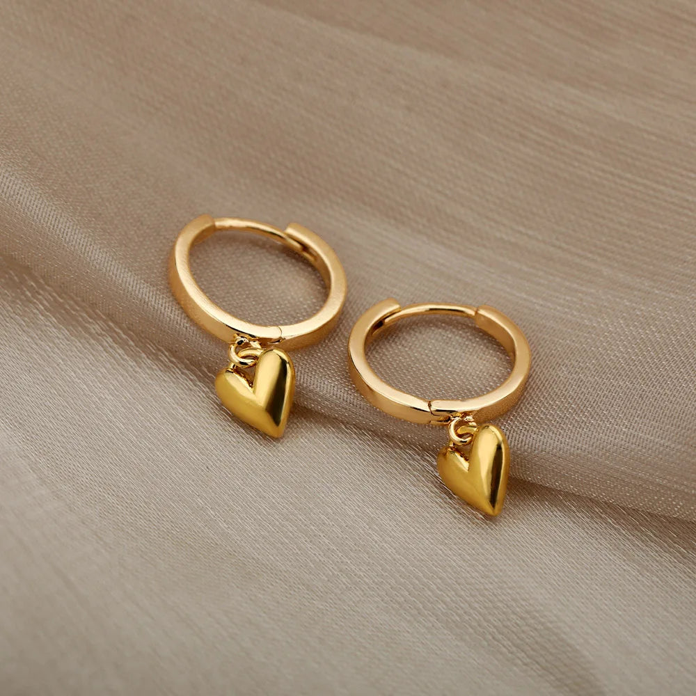 Edelstahl Herz Ohrringe Für Frauen Vintage Gold Farbe Herz Tropfen Ohrring Hochzeit Valentinstag Schmuck Geschenk Kostenloser Versand