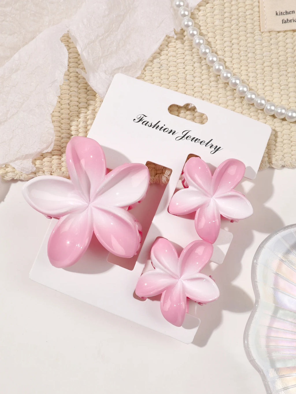Hawaiianische Blumenkrallenklammern für Frauen, Blumen-Haarklammern mit Marmorader für dünnes Haar, süßer Strand-Haarschmuck