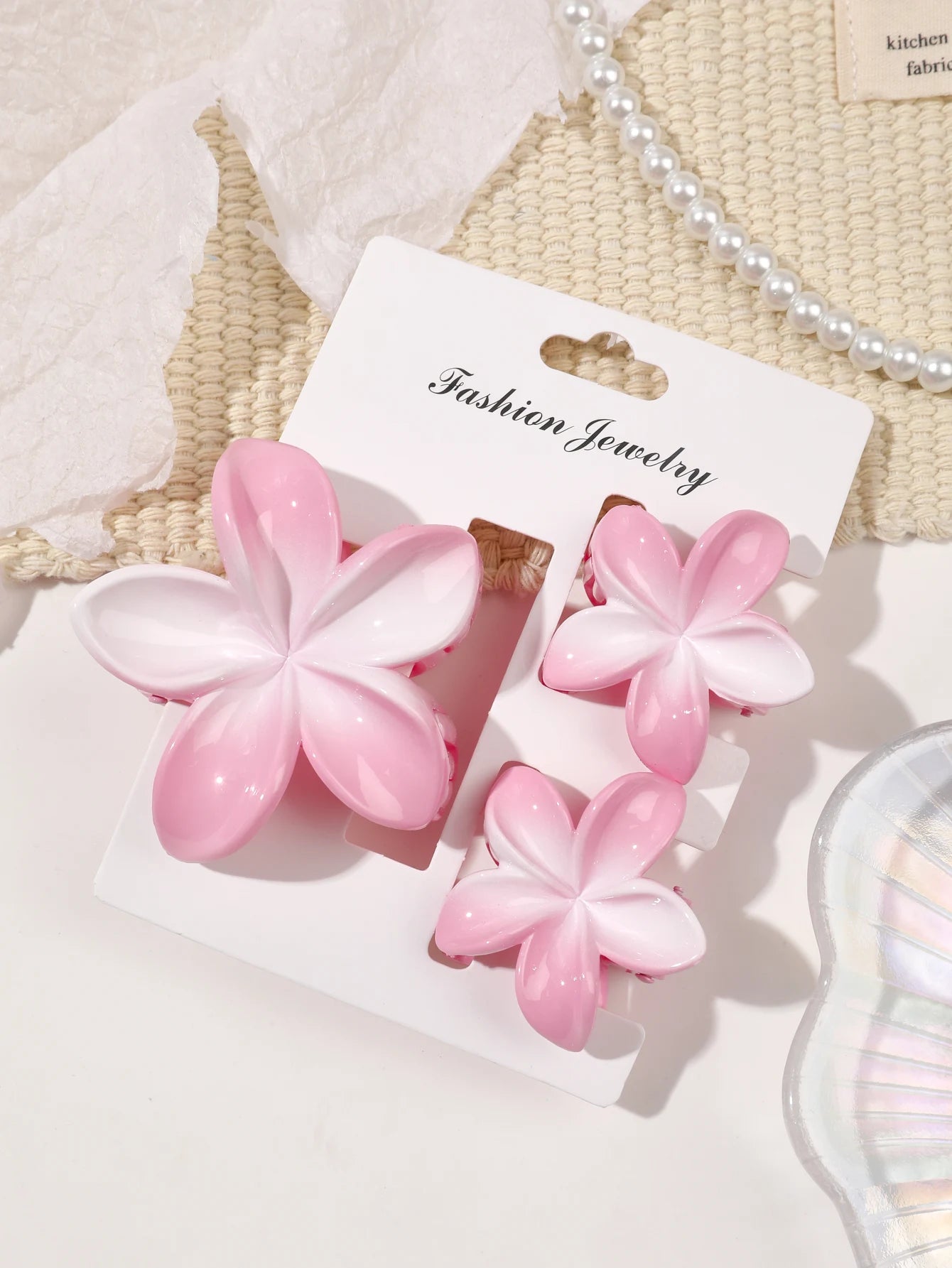 Hawaiianische Blumenkrallenklammern für Frauen, Blumen-Haarklammern mit Marmorader für dünnes Haar, süßer Strand-Haarschmuck