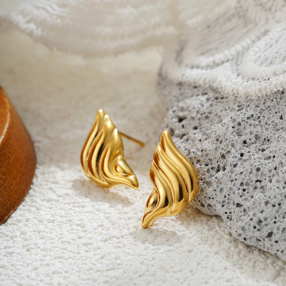 Mode Glänzende Drei-Schicht Strukturierte Kreuzung Knoten Ohrringe für Frauen Gold Farbe Edelstahl Ohrring Vintage-Schmuck Geschenk