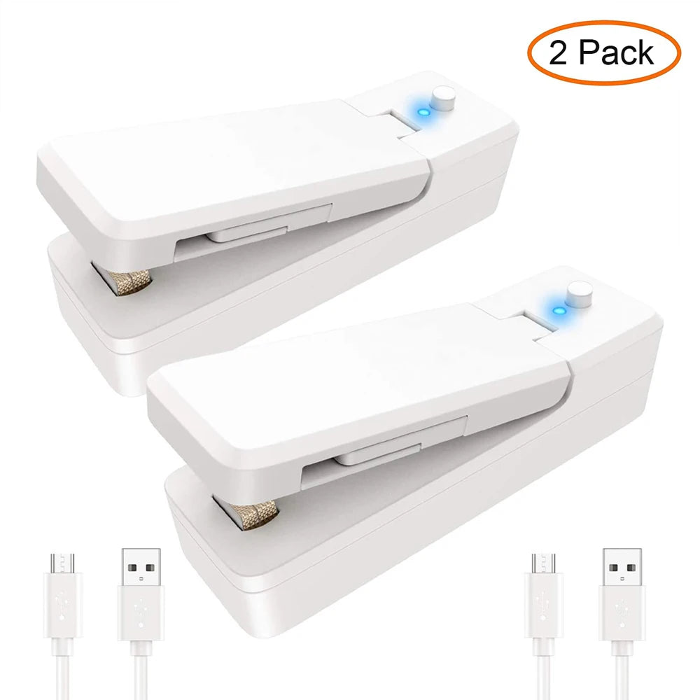 Mini-Beutelversiegelungsgerät, 2-in-1, wiederaufladbar, tragbar, Vakuum-Heißsiegelgerät und -schneider für Kunststoff-Snacks, PVC-Beutel, Picknick-Kampagne im Freien