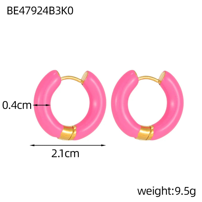 Glamour Jewelry Edelstahl tropfendes Öl schwarz weiß bunte Emaille-Creolen geometrische Emaille-Ohrstecker für Frauen
