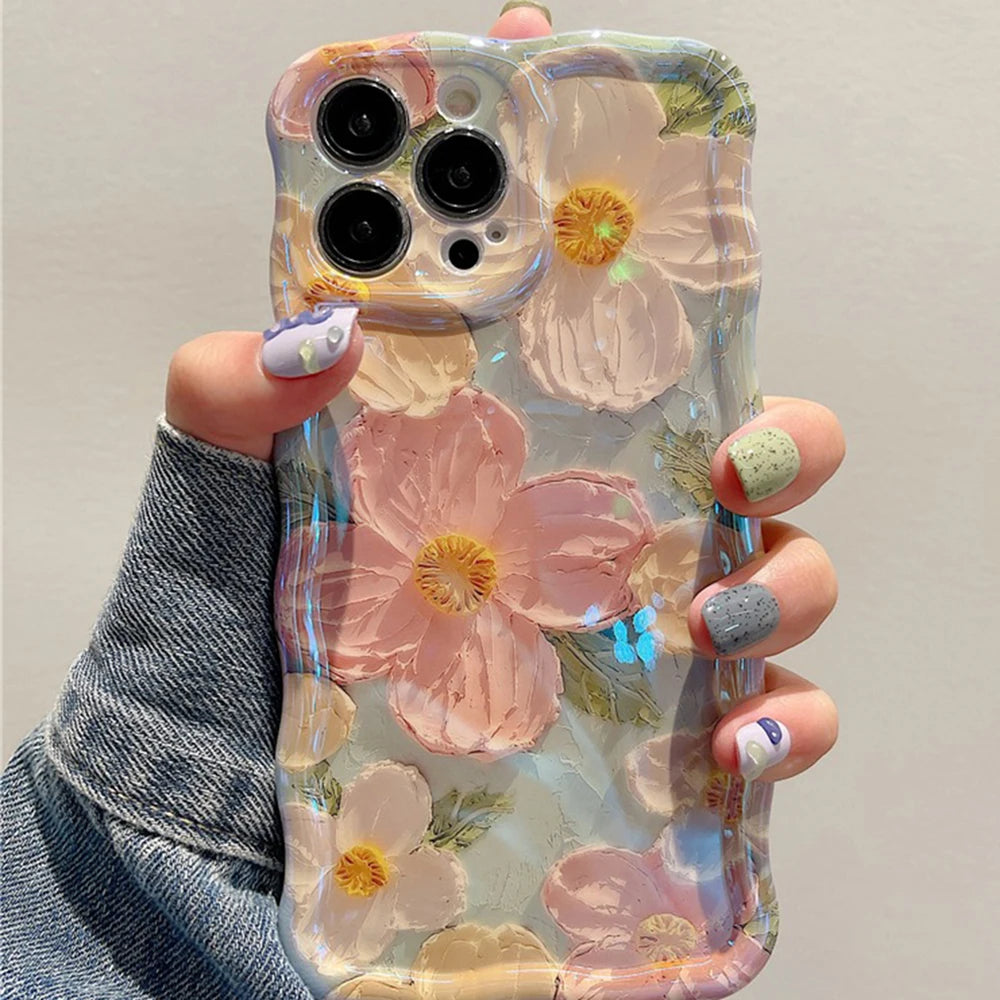 Retro-Ölgemälde iPhone Hülle – Luxuriöser Blumendruck, Stoßfest, für iPhone 11–16 Pro Max