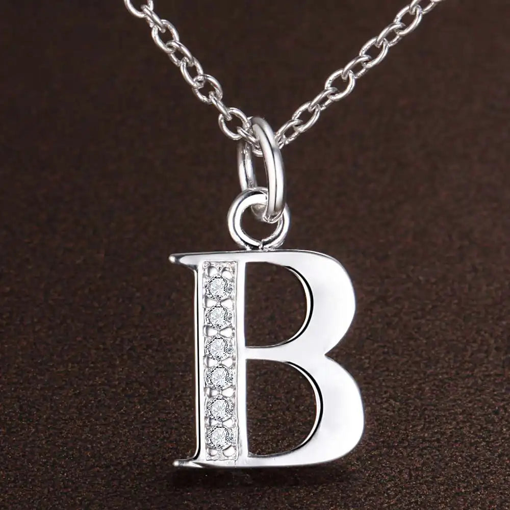 26 Buchstaben 925 Sterling Silber Halskette Anhänger Zirkon für Frauen exquisite Student Freundin Schmuck Zubehör Hochzeitsgeschenk