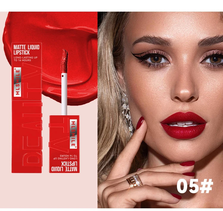 Matte Flüssig-Lippenstift 6 Farben – Langanhaltend, Wasserdicht, Sexy Nude/Rosa/Rot