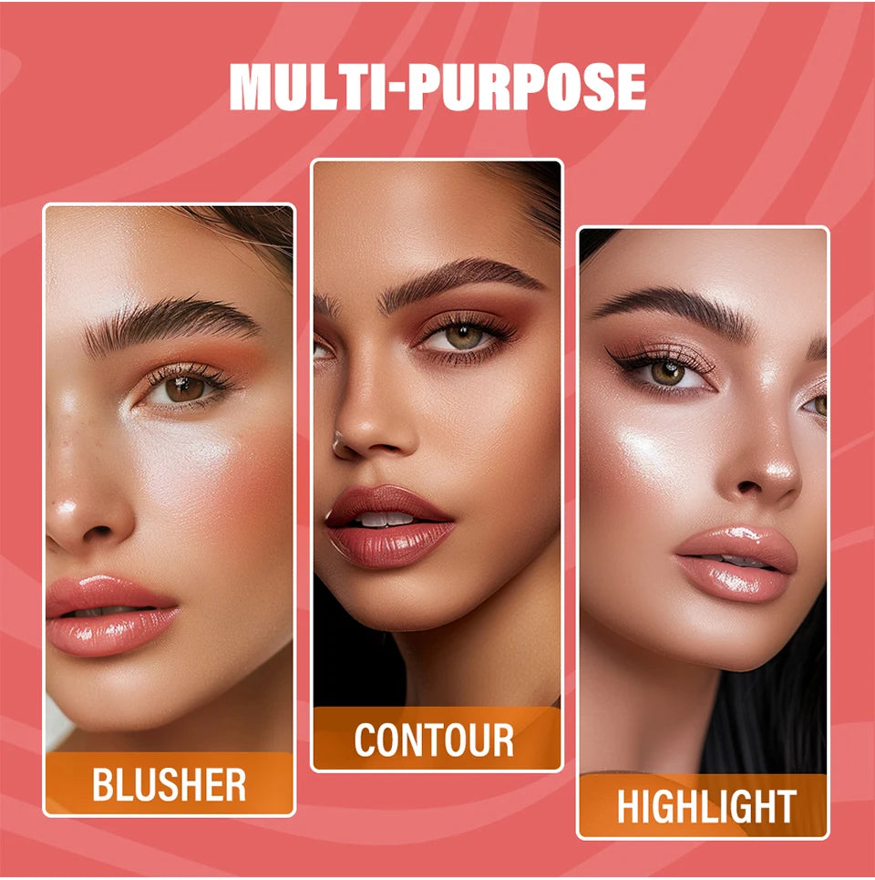 Professionelles Puder-Rouge – 12 Stunden Halt, Vegane Formel, Rosa & Creme