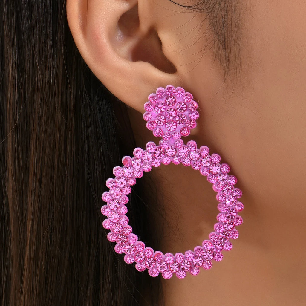 Handgemachte Punkt Diamant Tropfen Ohrringe für Frauen neue runde Mode schillernden Party Schmuck Geschenk