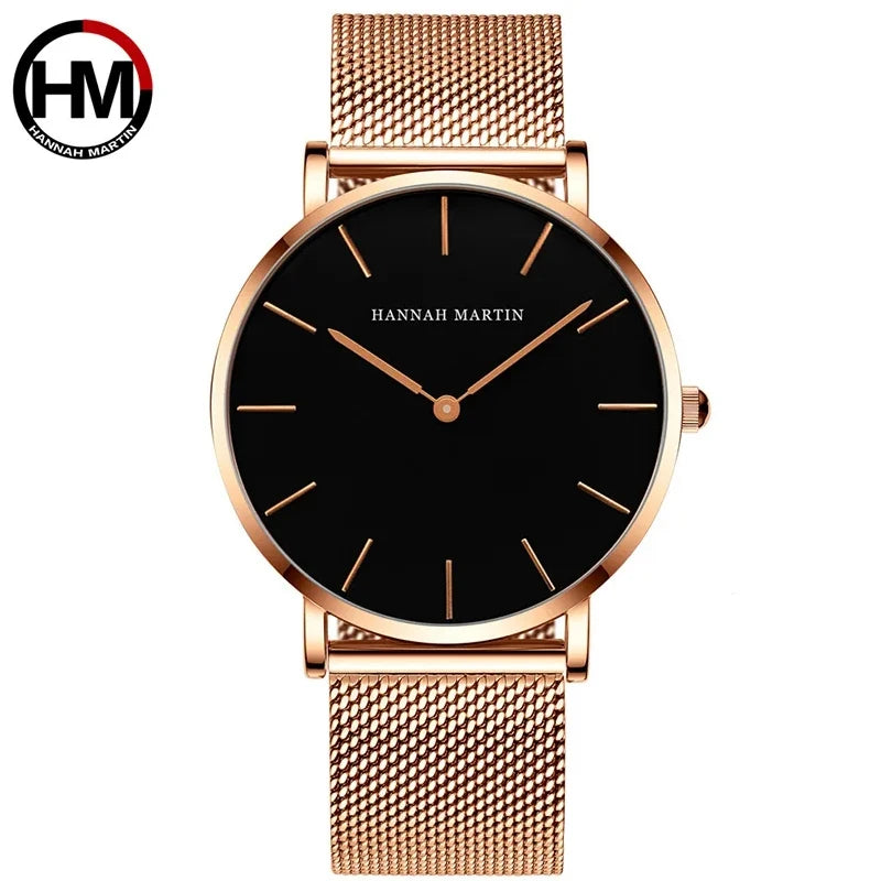 Hannah Martin Ultra Dünne Quarz Männer Uhr Edelstahl Mesh Uhren Männer Einfache Mode Business Japan Armbanduhr Uhr Männlich