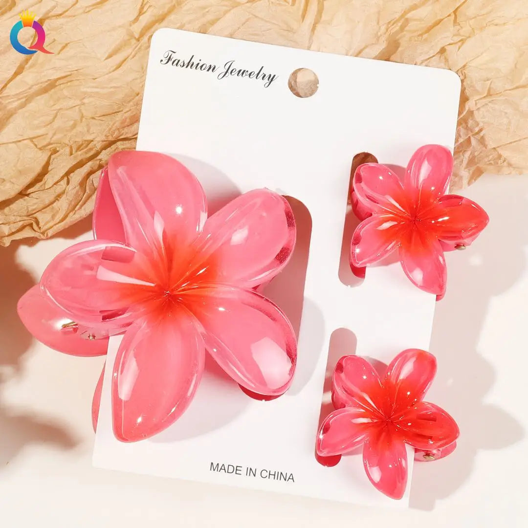 Hawaiianische Blumenkrallenklammern für Frauen, Blumen-Haarklammern mit Marmorader für dünnes Haar, süßer Strand-Haarschmuck