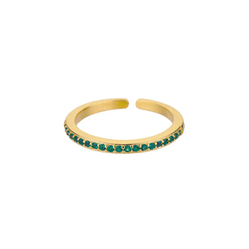 Mini Zirkon Grüne Ringe Für Frauen Edelstahl Gold Farbe Einstellbare Finger Ring Verlobung Hochzeit Weihnachten Schmuck Geschenk