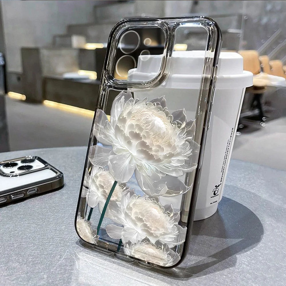 Blume Telefon Fall Für iPhone 16 Pro 13 15 11 12 14 17 Pro Max 16E XR 7 8 SE XS stoßfest Transparente Abdeckung Silikon Weiche Fundas