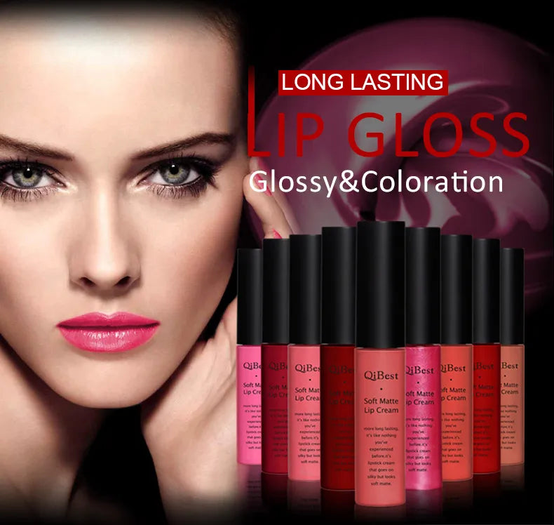 QIBEST Sexy Samt Matte Lip Gloss Flüssigen Lippenstift Lipgloss Schönheit Rot Nude Wasserdicht Langlebig Lip Stain Make-Up Für Frauen