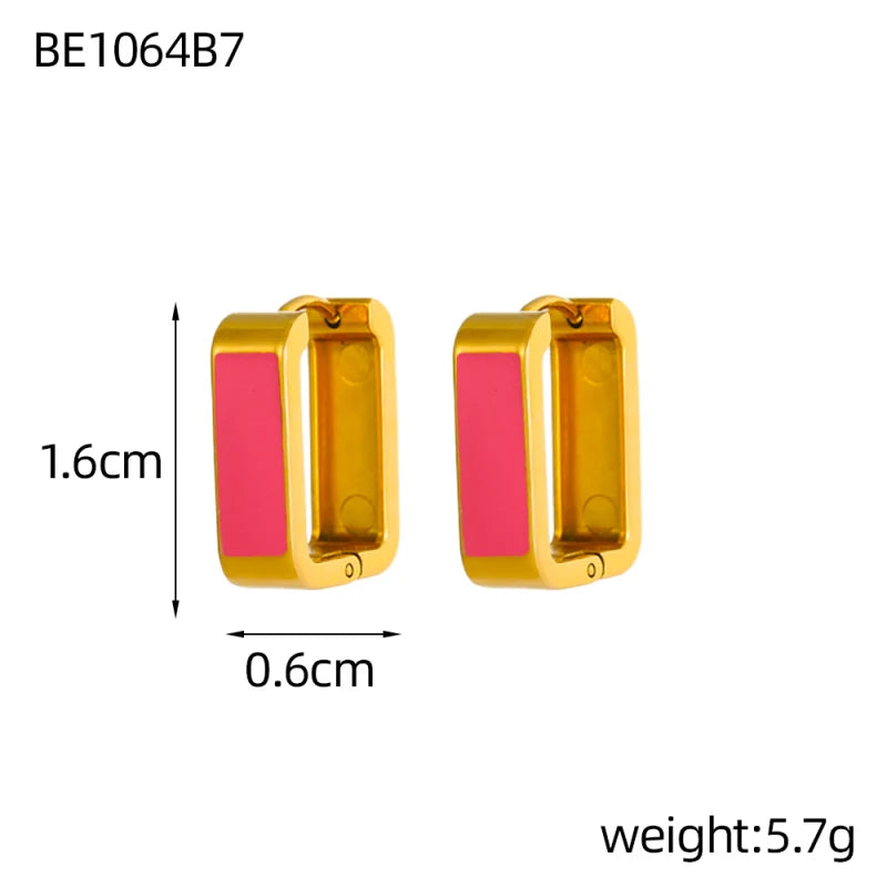 Glamour Jewelry Edelstahl tropfendes Öl schwarz weiß bunte Emaille-Creolen geometrische Emaille-Ohrstecker für Frauen
