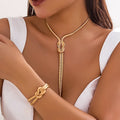 2 Teile/satz Sexy Glatte Lange Schlange Twisted Kette Halskette Armband für Frauen Vintage Goth Quaste Halsband Y2K Schmuck Zubehör Neue
