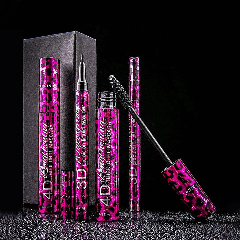 Yanqina flüssiger Eyeliner Bleistift 4d wasserdichte Mascara Set Kosmetik Eyeliner dicke Curling Mascara Augenbrauen Bleistift Augen Make-up